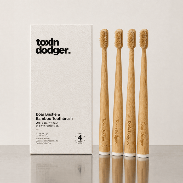 Brosse à dents à poils naturels — manche en bambou (boîte de 4)