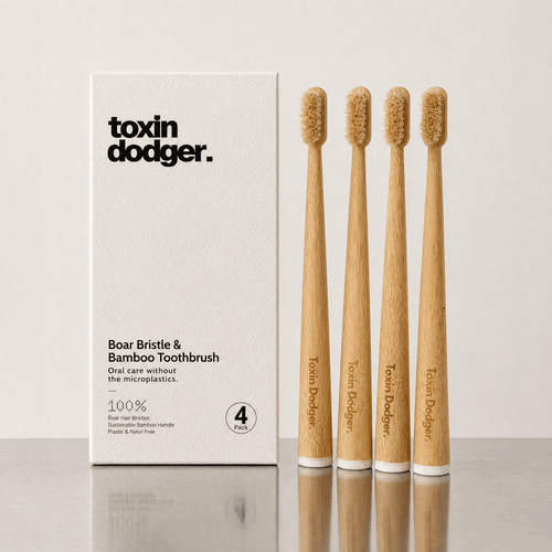 Brosse à dents à poils naturels — manche en bambou (boîte de 4)