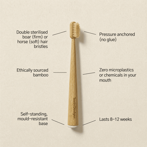 Brosse à dents à poils naturels — manche en bambou (boîte de 4)