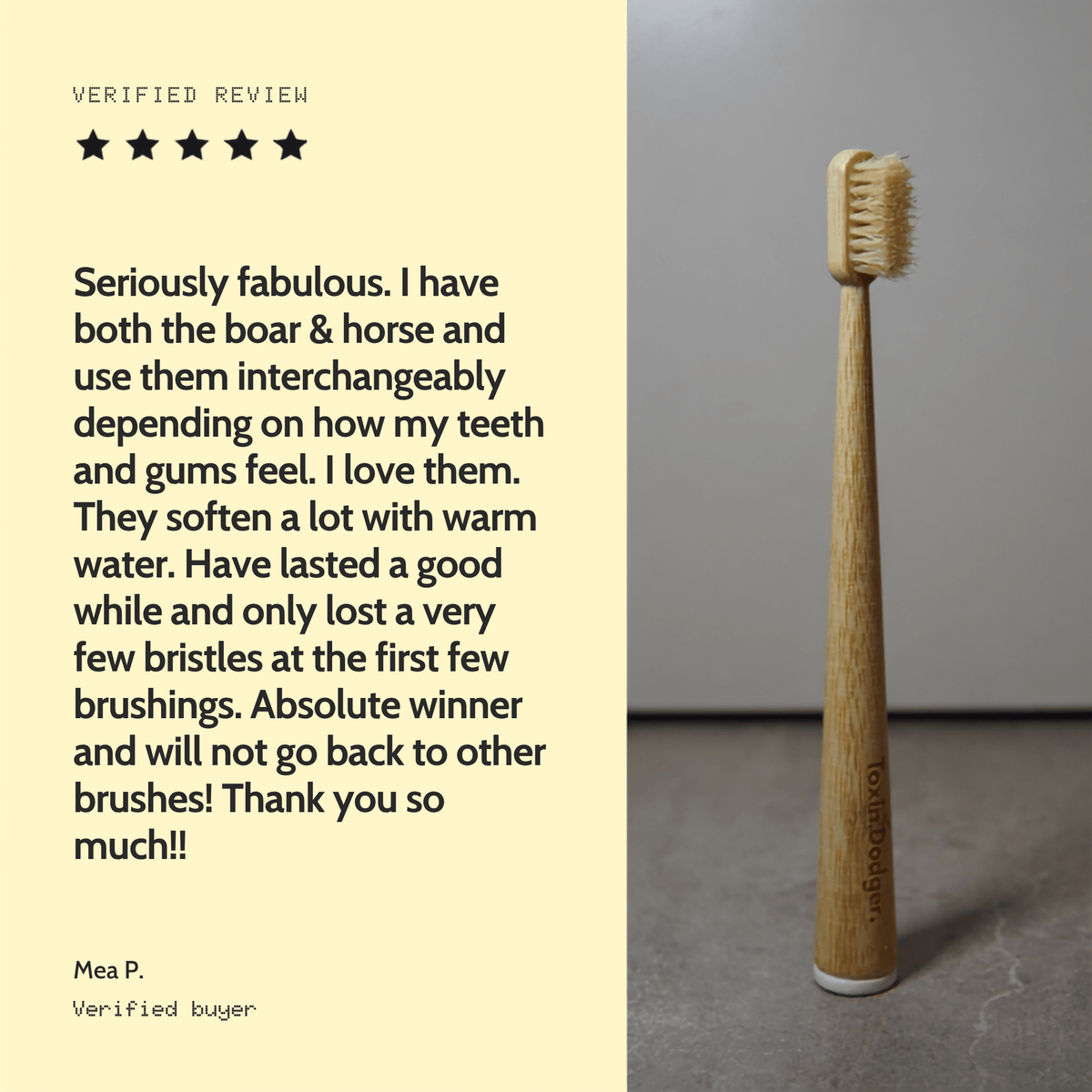 Brosse à dents à poils naturels — manche en bambou (boîte de 4)